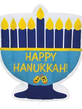 NEW 4 ft Huntington Home Hannukah Channuka Inflatable Menorah Yard Decoration